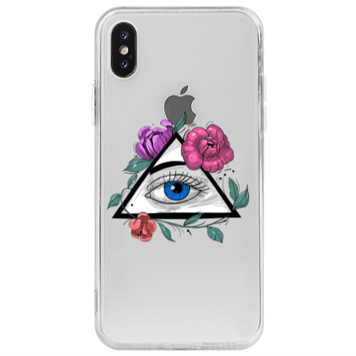 Apple iPhone X Eye and flower Transparent Silicone TPU Θήκη