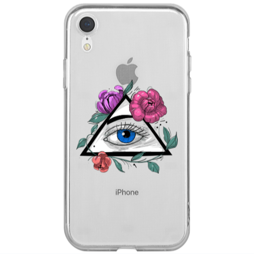 Apple iPhone Xr Eye and flower Transparent Silicone TPU Θήκη