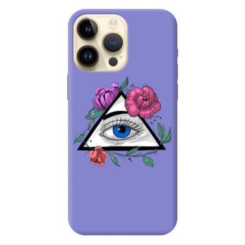 Apple iPhone 13 Pro Max Eye and flower Purple Colored Silicone TPU Θήκη
