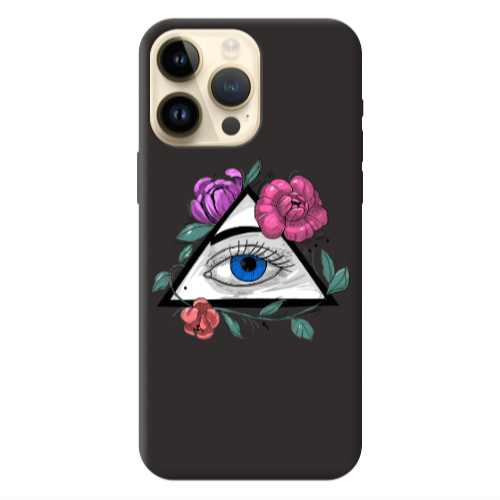 Apple iPhone 13 Pro Max Eye and flower Black Colored Silicone TPU Θήκη