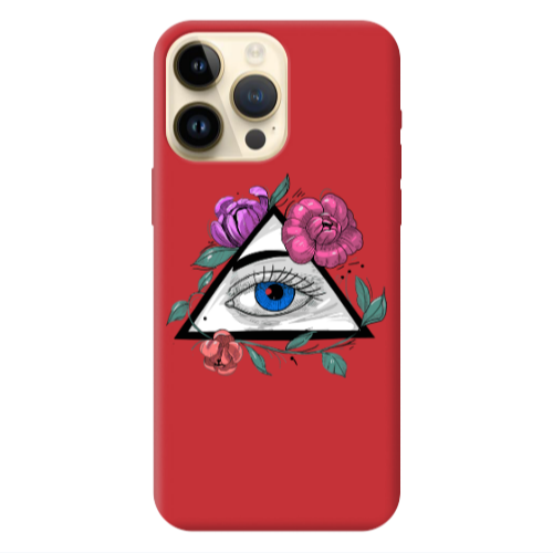Apple iPhone 13 Pro Max Eye and flower Red Colored Silicone TPU Θήκη