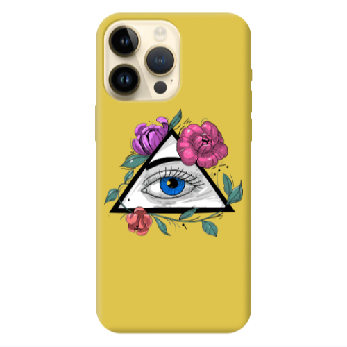 Apple iPhone 13 Pro Max Eye and flower Yellow Colored Silicone TPU Θήκη
