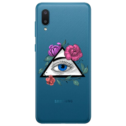 Samsung A02 Eye and flower Transparent Silicone TPU Θήκη