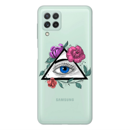Samsung A22 4G Eye and flower Transparent Silicone TPU Θήκη