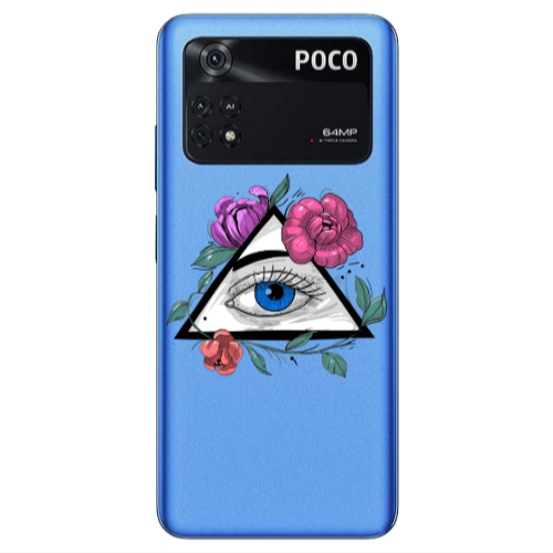 Xiaomi Poco M4 Pro 4G Eye and flower Transparent Silicone TPU Θήκη
