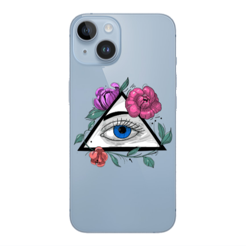 Apple iPhone 14  Eye and flower Transparent Silicone TPU Θήκη