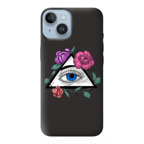 Apple iPhone 14 Plus Eye and flower Black Colored Silicone TPU Θήκη