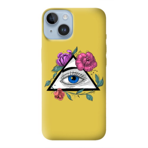 Apple iPhone 14 Plus Eye and flower Yellow Colored Silicone TPU Θήκη