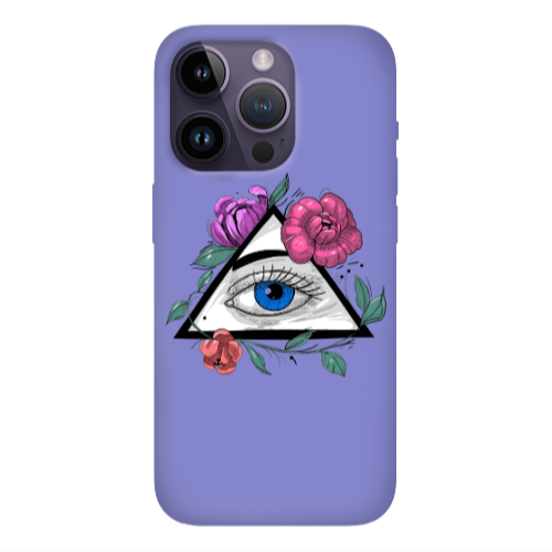 Apple iPhone 14 Pro  Eye and flower Purple Colored Silicone TPU Θήκη