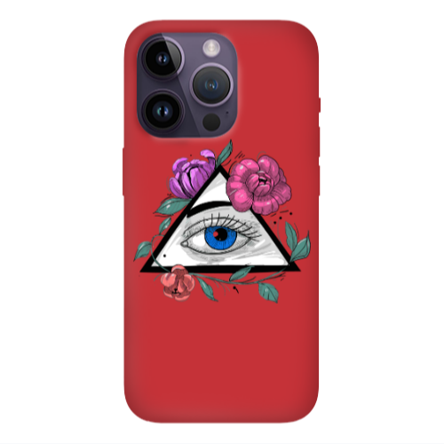 Apple iPhone 14 Pro  Eye and flower Red Colored Silicone TPU Θήκη