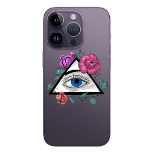 Apple iPhone 14 Pro Max Eye and flower Transparent Silicone TPU Θήκη