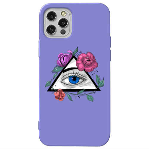 Apple iPhone 13 Pro Eye and flower Purple Colored Silicone TPU Θήκη
