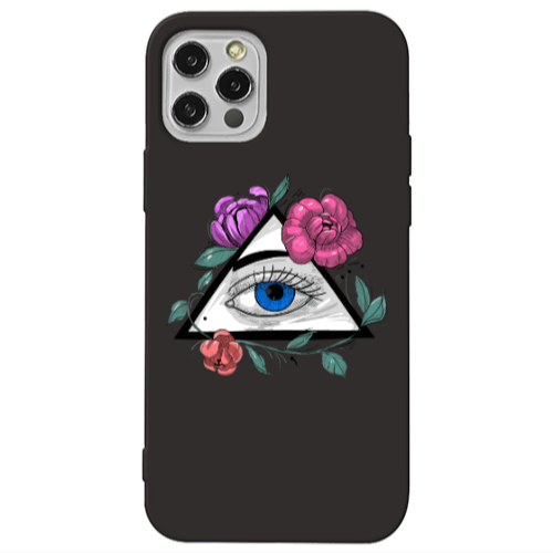 Apple iPhone 13 Pro Eye and flower Black Colored Silicone TPU Θήκη