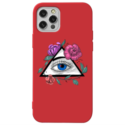 Apple iPhone 13 Pro Eye and flower Red Colored Silicone TPU Θήκη