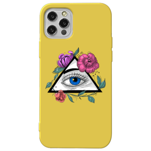 Apple iPhone 13 Pro Eye and flower Yellow Colored Silicone TPU Θήκη