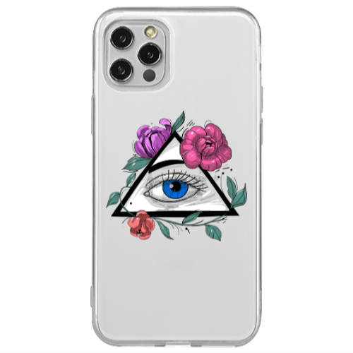 Apple iPhone 12 Pro Eye and flower Transparent Silicone TPU Θήκη