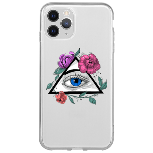 Apple iPhone 12 Pro Max Eye and flower Transparent Silicone TPU Θήκη