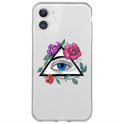 Apple iPhone 12 Mini Eye and flower Transparent Silicone TPU Θήκη