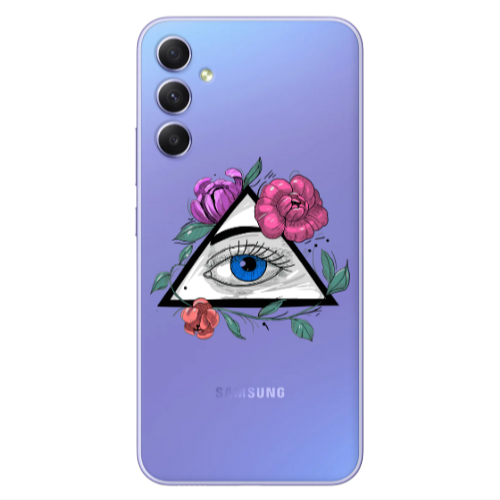Samsung A34 Eye and flower Transparent Silicone TPU Θήκη