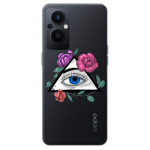 Oppo Reno 7 Lite Eye and flower Transparent Silicone TPU Θήκη