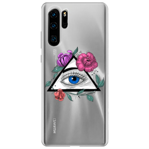 Huawei P30 Pro Eye and flower Transparent Silicone TPU Θήκη