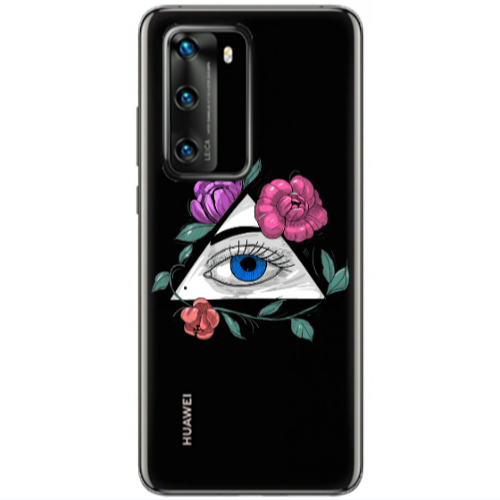Huawei P40 Eye and flower Transparent Silicone TPU Θήκη