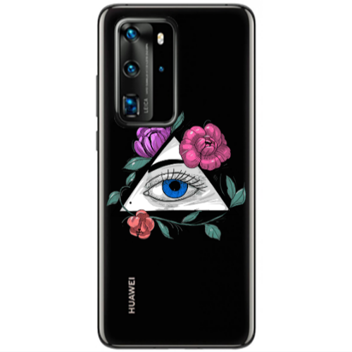 Huawei P40 Pro Eye and flower Transparent Silicone TPU Θήκη