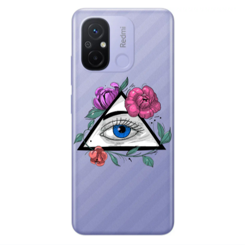 Xiaomi Redmi 12C Eye and flower Transparent Silicone TPU Θήκη