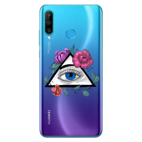 Huawei P30 Lite Eye and flower Transparent Silicone TPU Θήκη