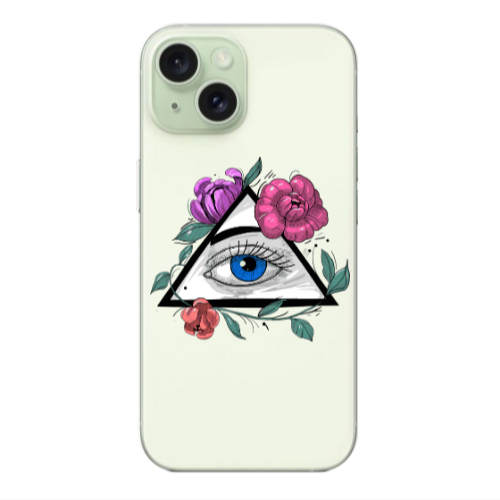 Apple iPhone 15 Eye and flower Transparent Silicone TPU Θήκη