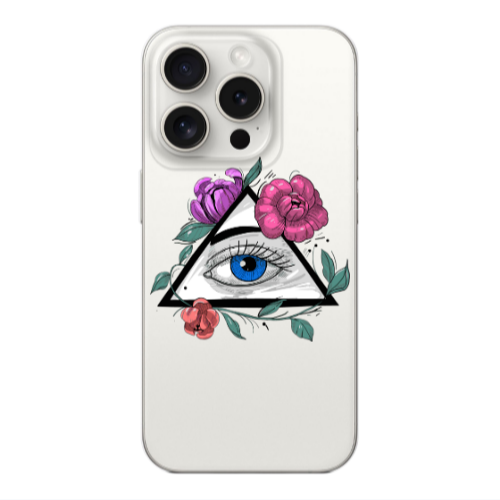 Apple iPhone 15 Pro Max Eye and flower Transparent Silicone TPU Θήκη
