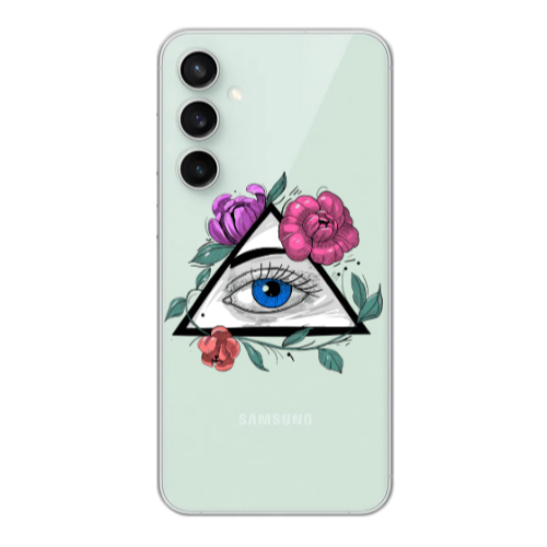 Samsung S23FE Eye and flower Transparent Silicone TPU Θήκη