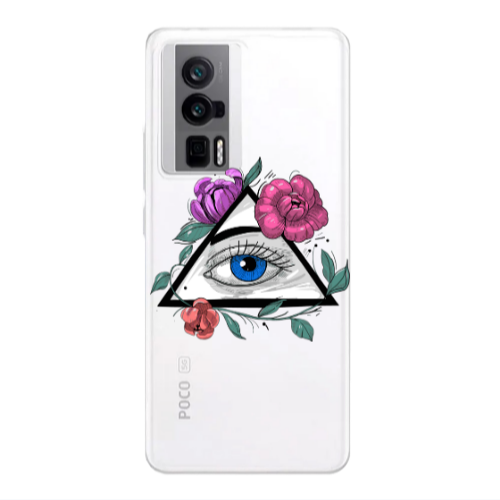 Xiaomi Poco F5 Pro Eye and flower Transparent Silicone TPU Θήκη