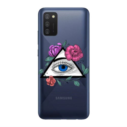 Samsung A02s Eye and flower Transparent Silicone TPU Θήκη