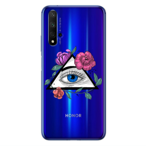 Huawei Nova 5 T Eye and flower Transparent Silicone TPU Θήκη