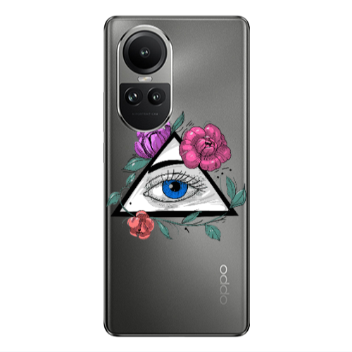 Oppo Reno10 5G Eye and flower Transparent Silicone TPU Θήκη