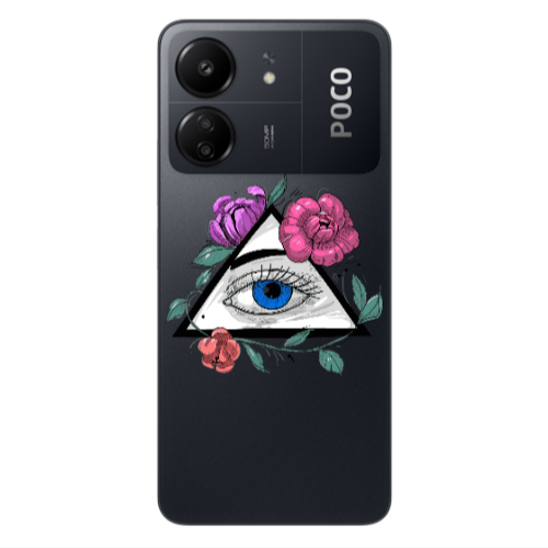 Xiaomi Poco C65 Eye and flower Transparent Silicone TPU Θήκη