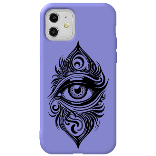 Apple iPhone 11  Eye patterned drawing Purple Colored Silicone TPU Θήκη