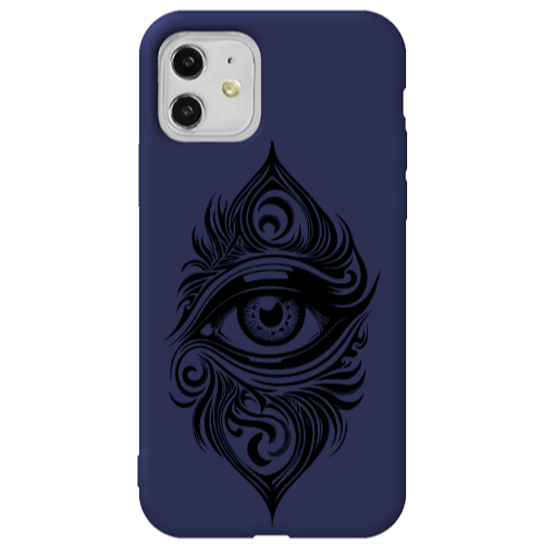 Apple iPhone 11  Eye patterned drawing Dark blue Colored Silicone TPU Θήκη