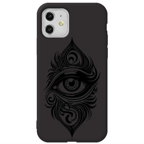 Apple iPhone 11  Eye patterned drawing Black Colored Silicone TPU Θήκη