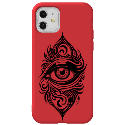 Apple iPhone 11  Eye patterned drawing Red Colored Silicone TPU Θήκη