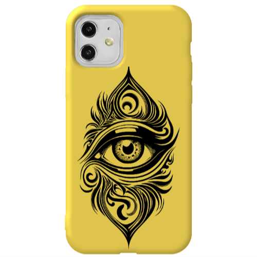 Apple iPhone 11  Eye patterned drawing Yellow Colored Silicone TPU Θήκη
