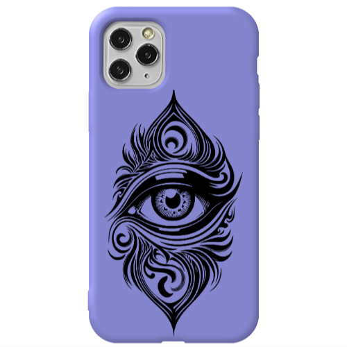Apple iPhone 11 Pro Eye patterned drawing Purple Colored Silicone TPU Θήκη