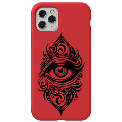Apple iPhone 11 Pro Eye patterned drawing Red Colored Silicone TPU Θήκη