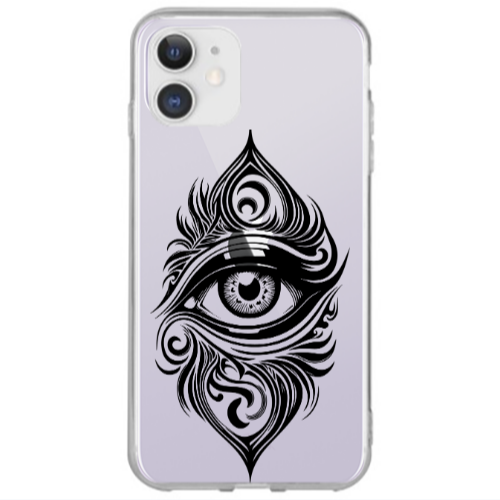 Apple iPhone 12 Eye patterned drawing Transparent Silicone TPU Θήκη