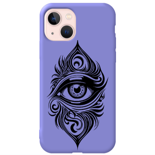 Apple iPhone 13 Eye patterned drawing Purple Colored Silicone TPU Θήκη