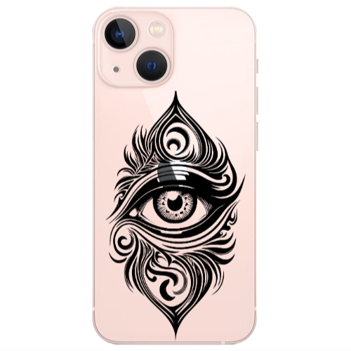 Apple iPhone 13 Eye patterned drawing Transparent Silicone TPU Θήκη