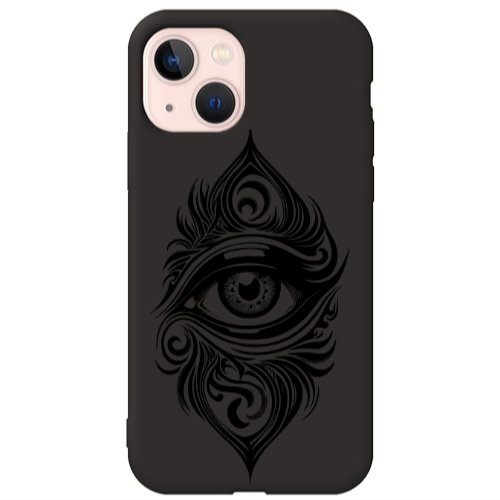 Apple iPhone 13 Eye patterned drawing Black Colored Silicone TPU Θήκη