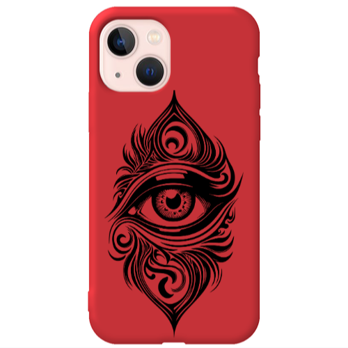 Apple iPhone 13 Eye patterned drawing Red Colored Silicone TPU Θήκη