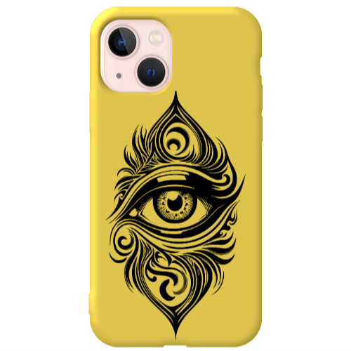 Apple iPhone 13 Eye patterned drawing Yellow Colored Silicone TPU Θήκη